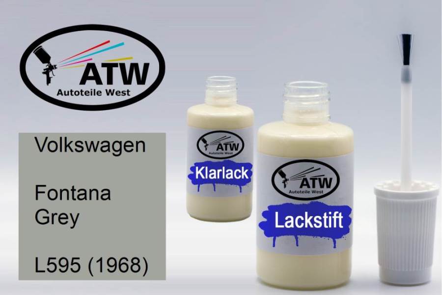 Volkswagen, Fontana Grey, L595 (1968): 20ml Lackstift + 20ml Klarlack - Set, von ATW Autoteile West.